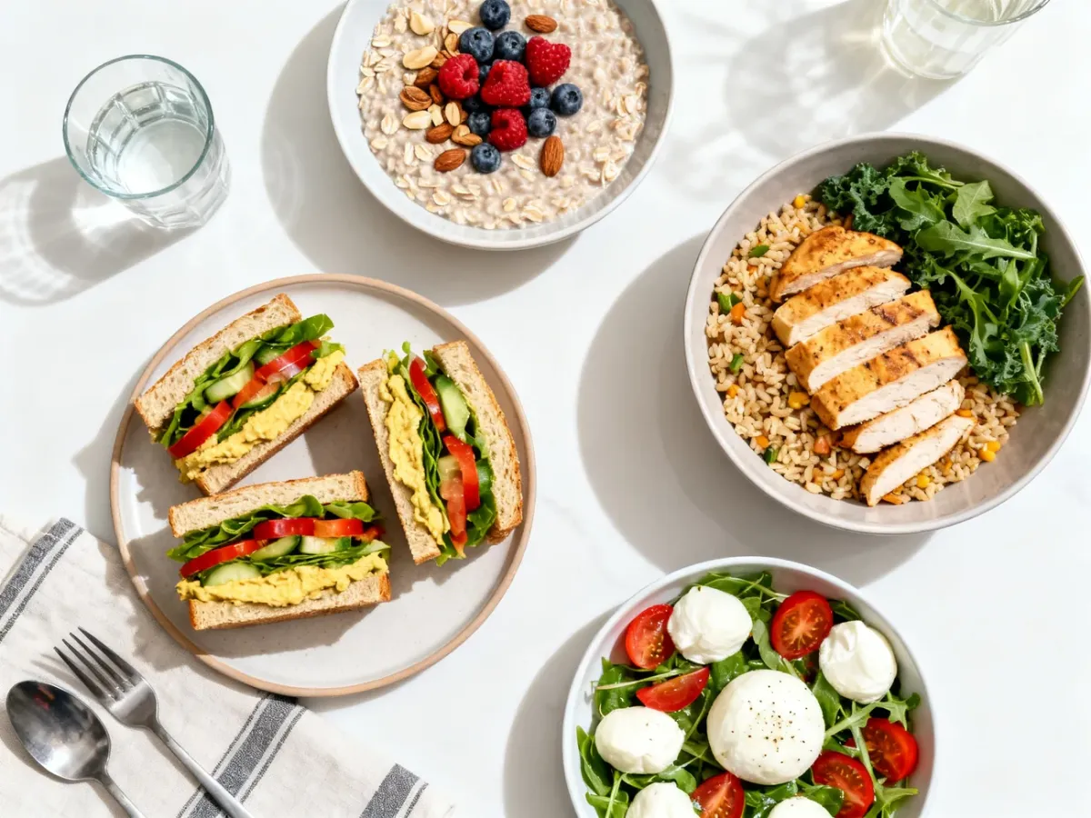 Zestaw zbilansowanych posiłków na jeden dzień diety 1800 kcal