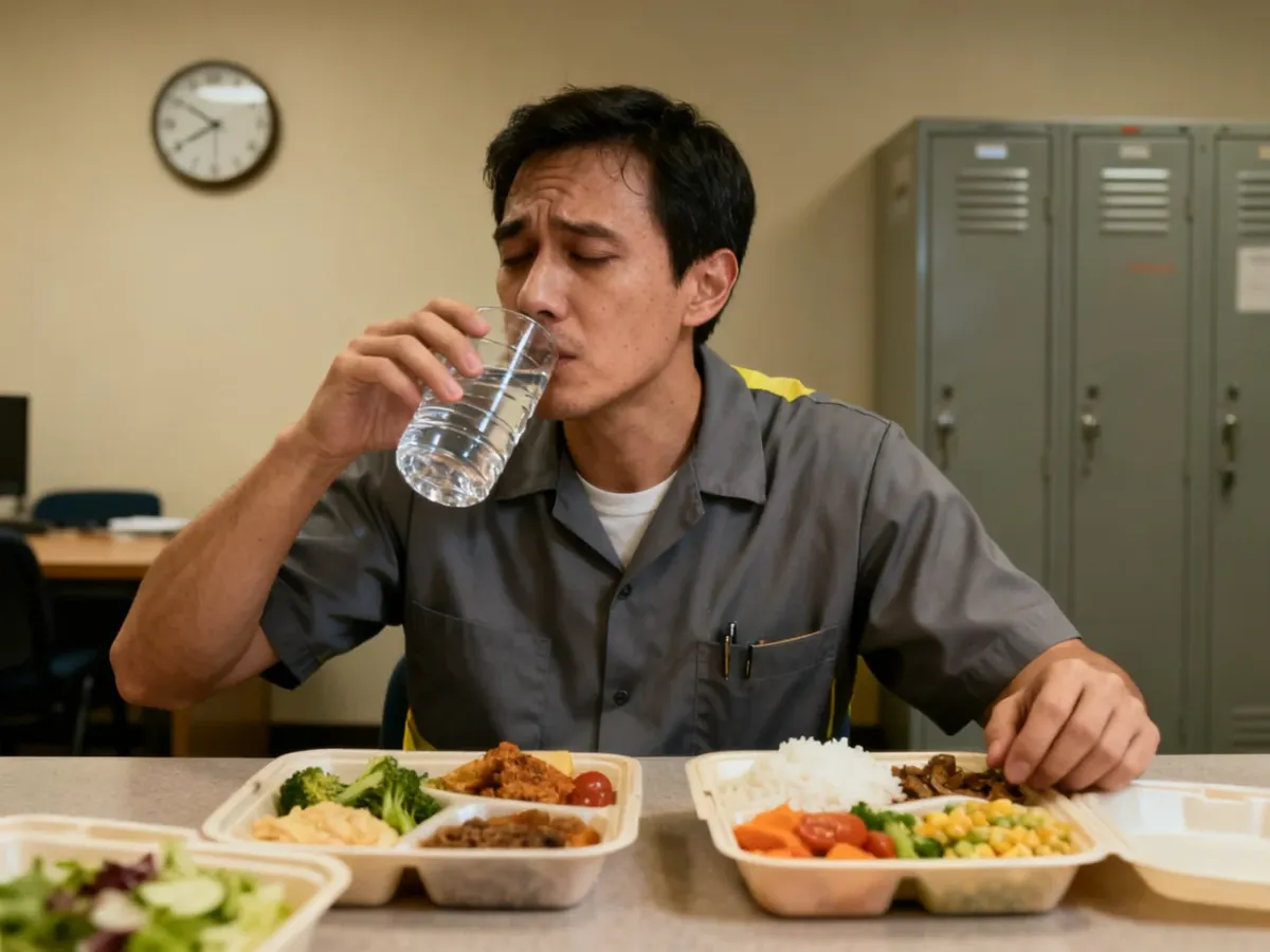 Pracownik zmianowy wybierający posiłek podczas przerwy